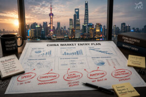 China market entry strategy plan with annotated revisions highlighting common mistakes companies make when entering the China market