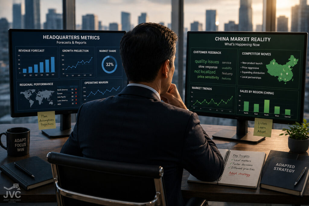 Executive evaluating a China business strategy using local market feedback instead of headquarters assumptions