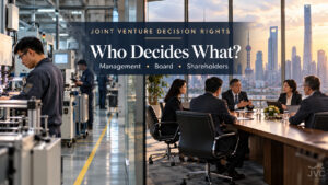 Joint venture decision rights in China showing management, board, and shareholder roles in business decision-making.